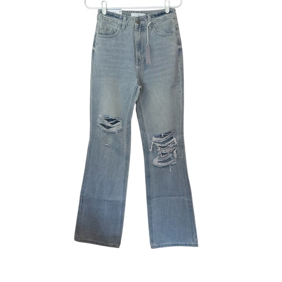 Vervet Leslie 90s Vintage Flare Jeans Size 25 Light Wash Distressed Cotton NWT - Picture 1 of 13